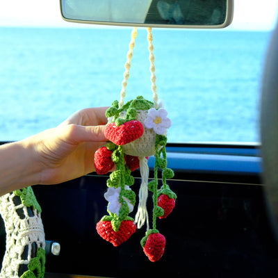 Strawberry in the Pot Car Rear View Mirror Hanging Charm