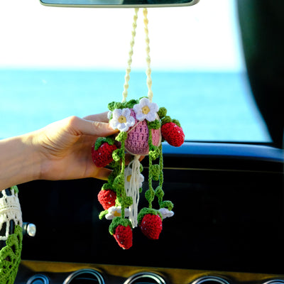 Strawberry in the Pot Car Rear View Mirror Hanging Charm