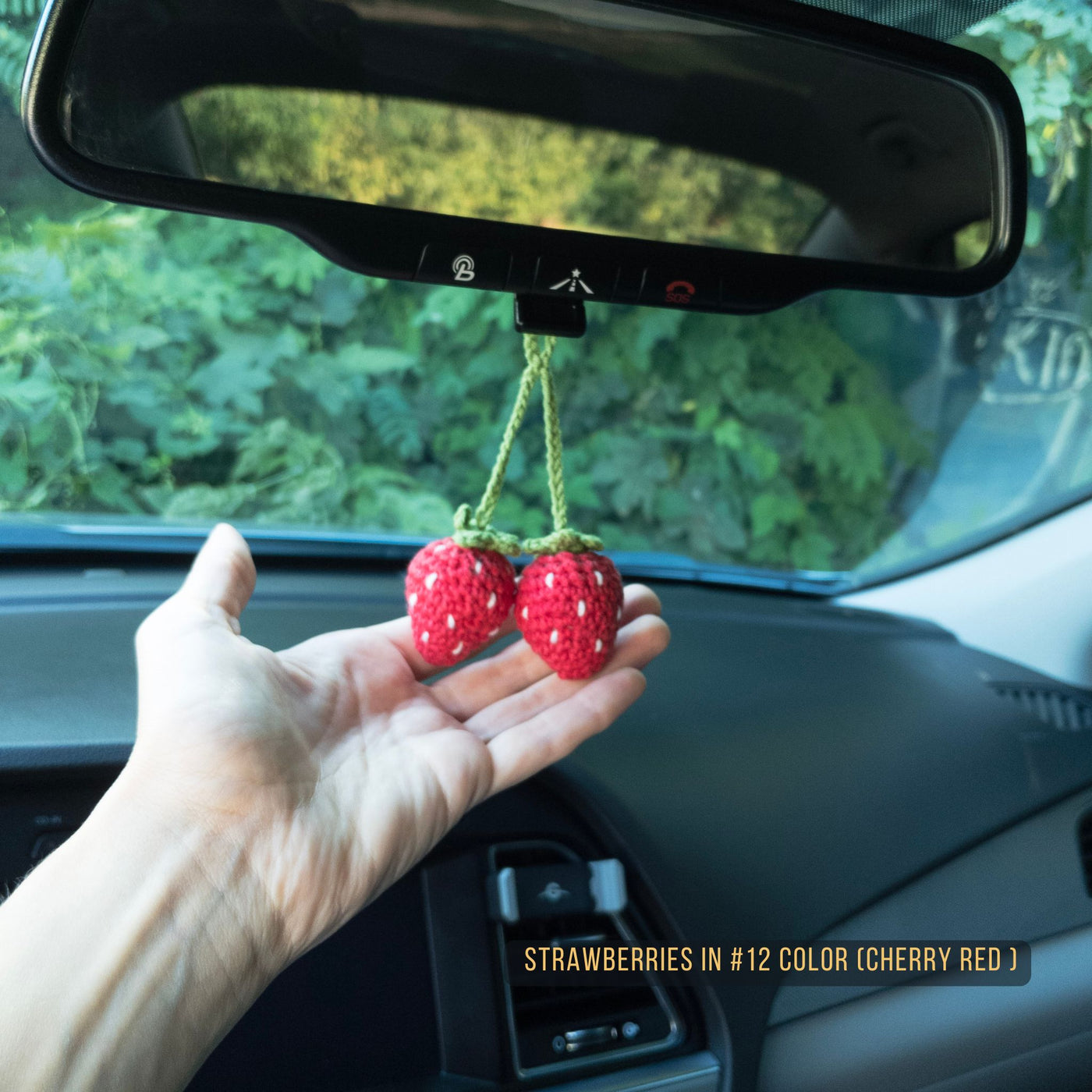 Red Strawberries Rear View Mirror Hanging Charm