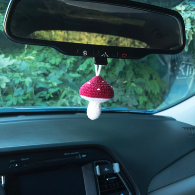 Red Mushroom Car Rear View Mirror Hanging Charm