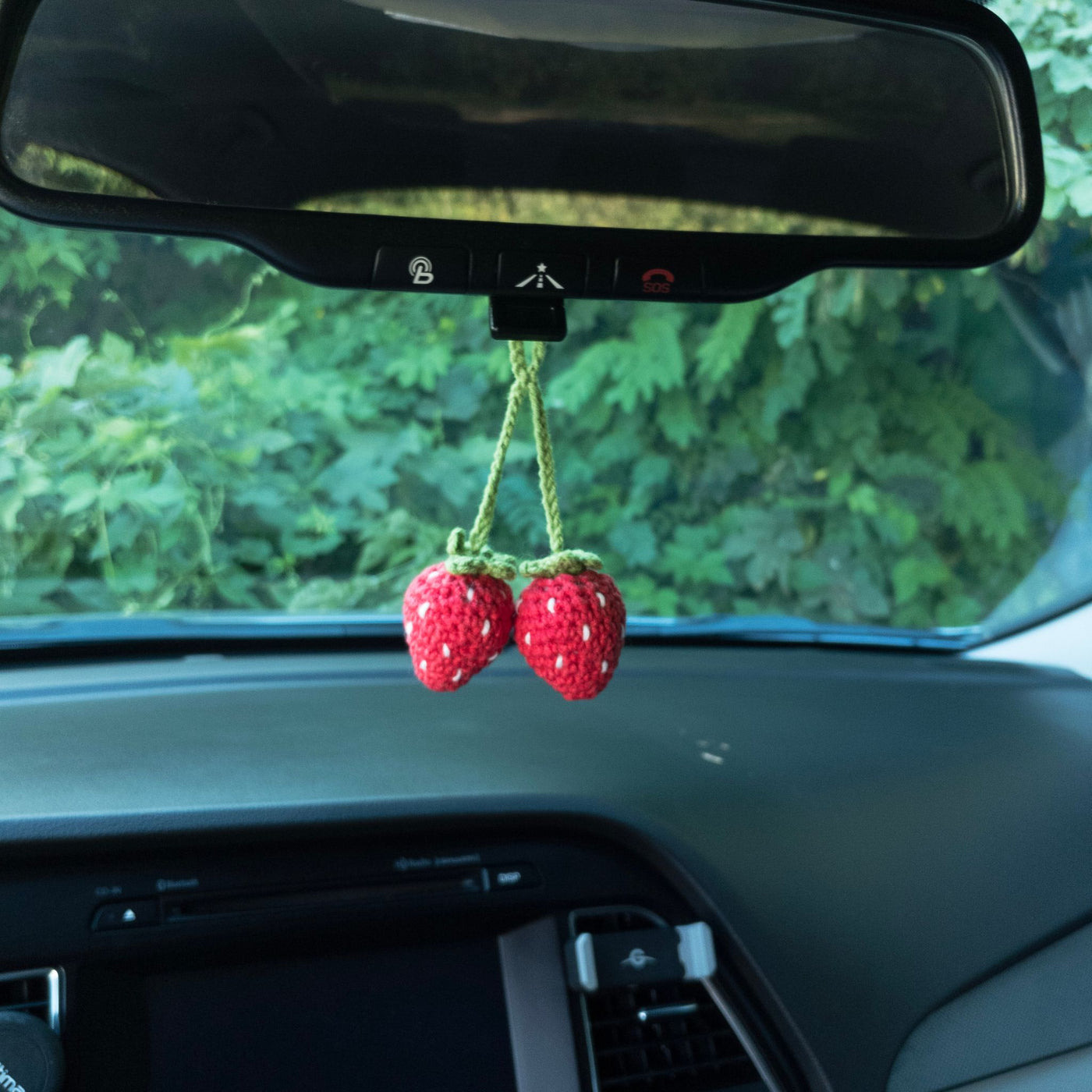Red Strawberries Rear View Mirror Hanging Charm