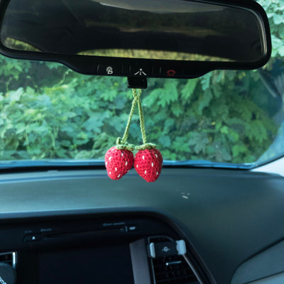 Red Strawberries Rear View Mirror Hanging Charm