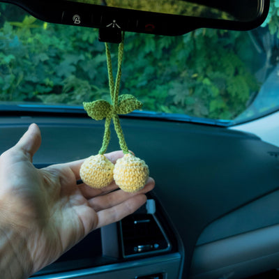 Yellow Cherry Rear View Mirror Hanging Charm