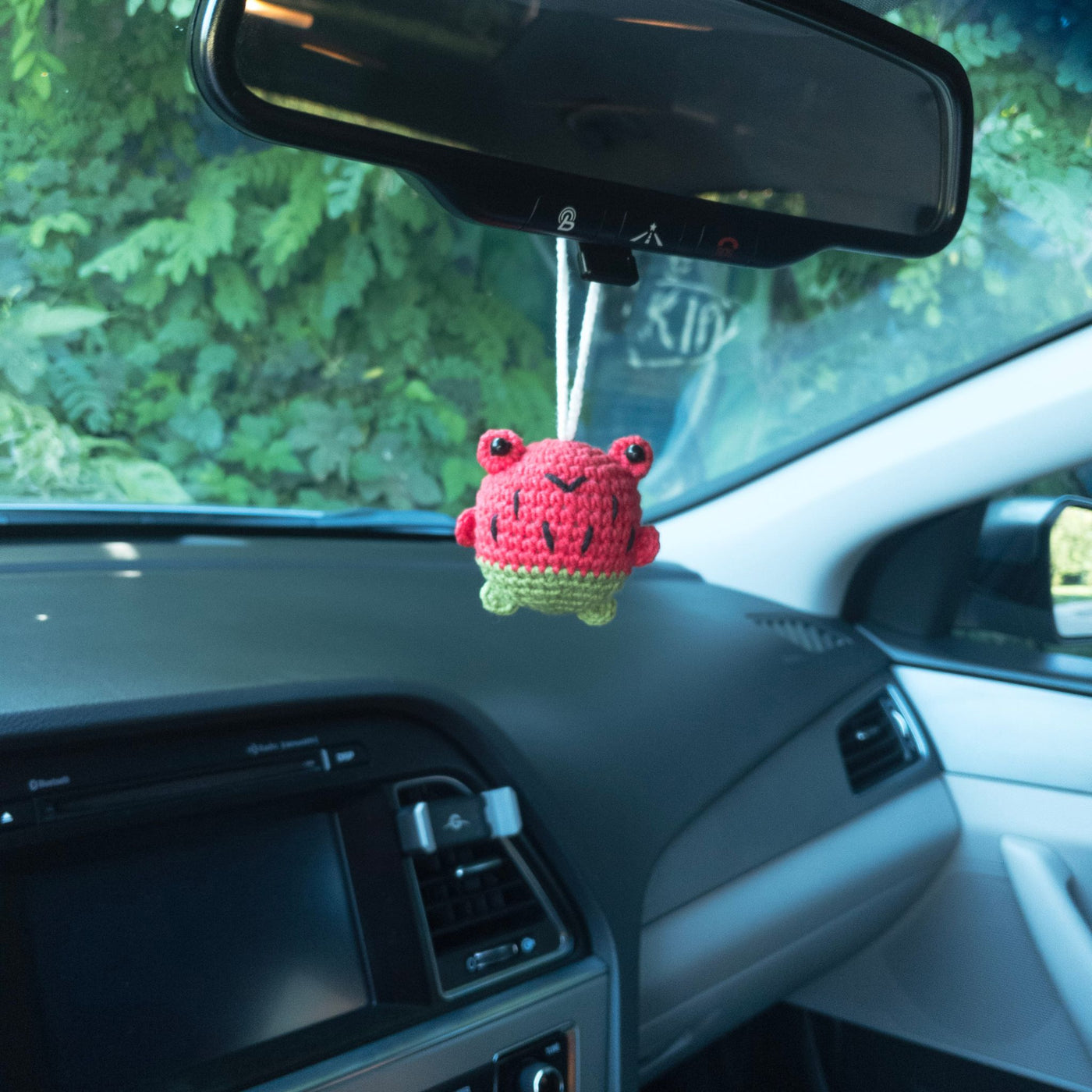 Red Watermelon Frog Car Rear View Mirror Hanging Charm