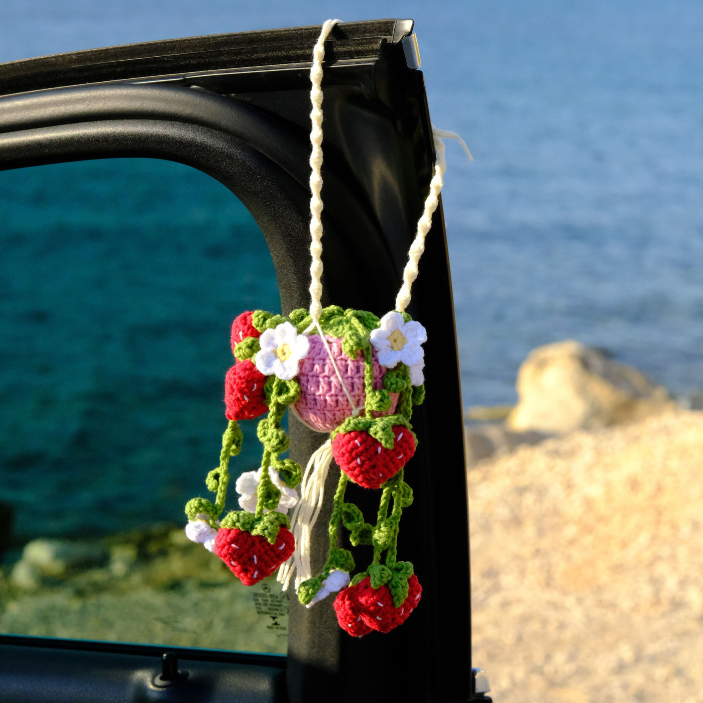 Strawberry in the Pot Car Rear View Mirror Hanging Charm