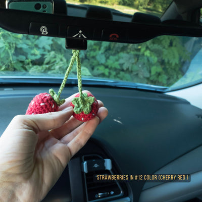 Red Strawberries Rear View Mirror Hanging Charm