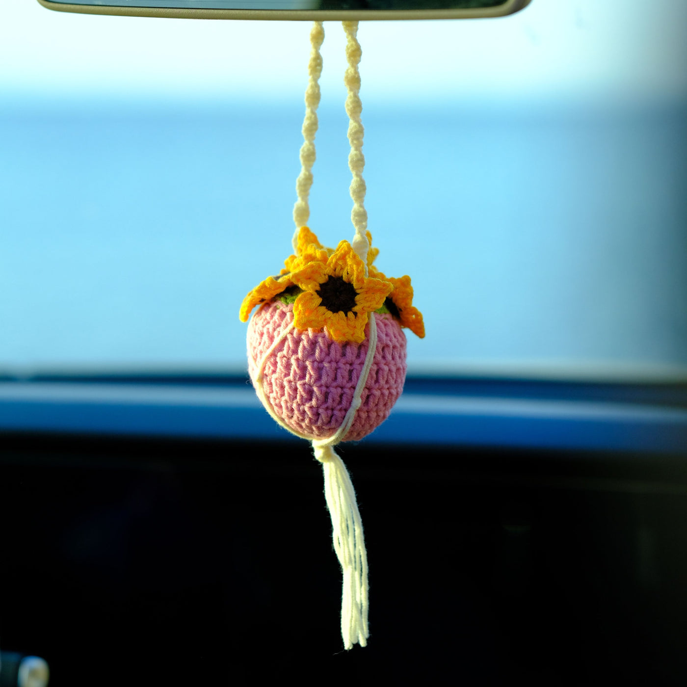 Sunflower in the Pot Car Rear View Mirror Hanging Charm