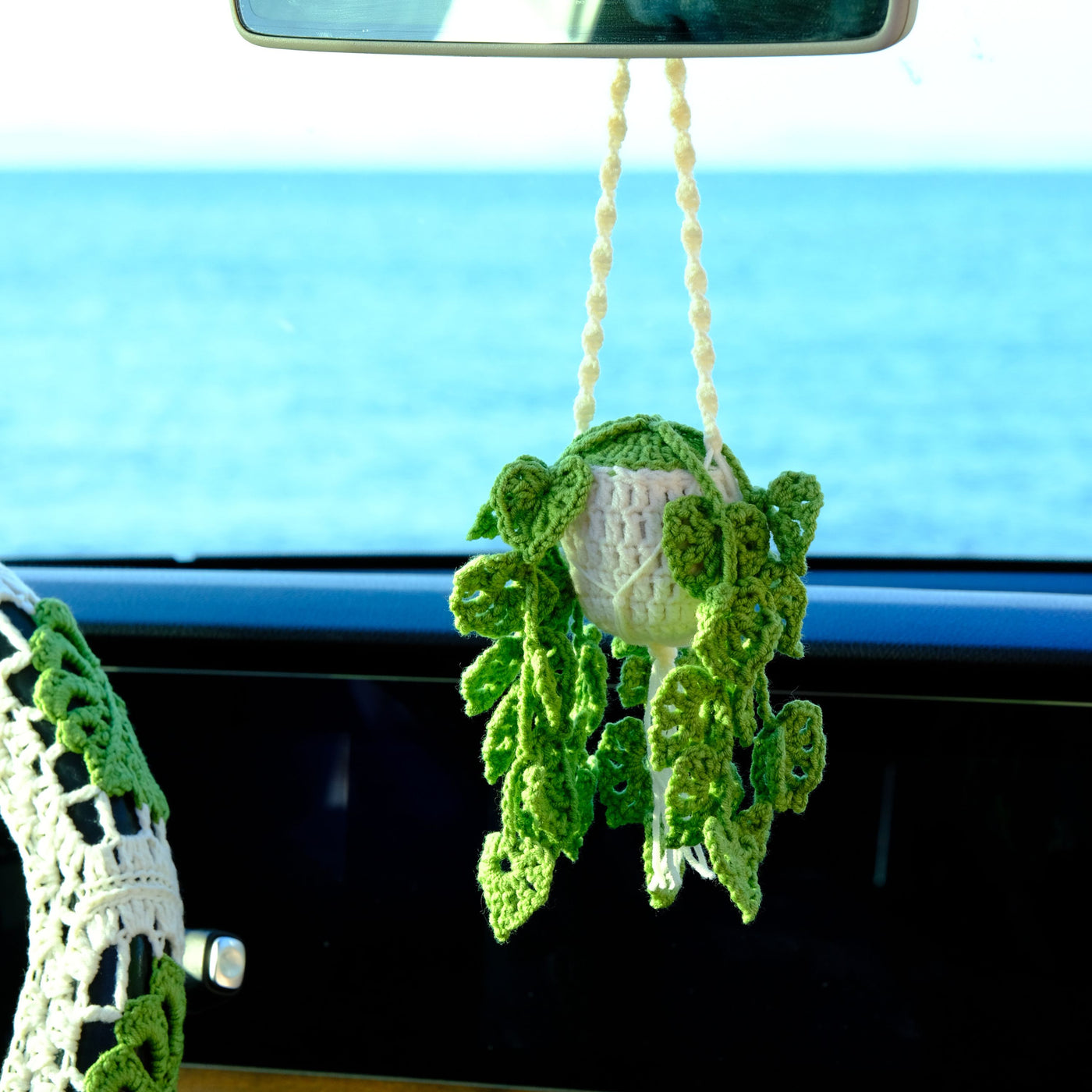 Monstera in the Pot Car Rear View Mirror Hanging Charm