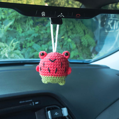 Red Watermelon Frog Car Rear View Mirror Hanging Charm