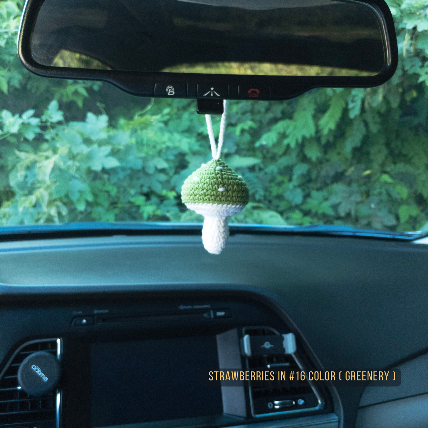 Green Mushroom Car Rear View Mirror Hanging Charm