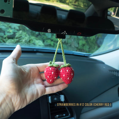 Red Strawberries Rear View Mirror Hanging Charm