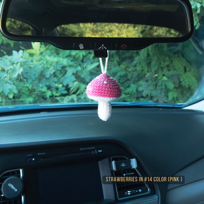 Pink Mushroom Car Rear View Mirror Hanging Charm