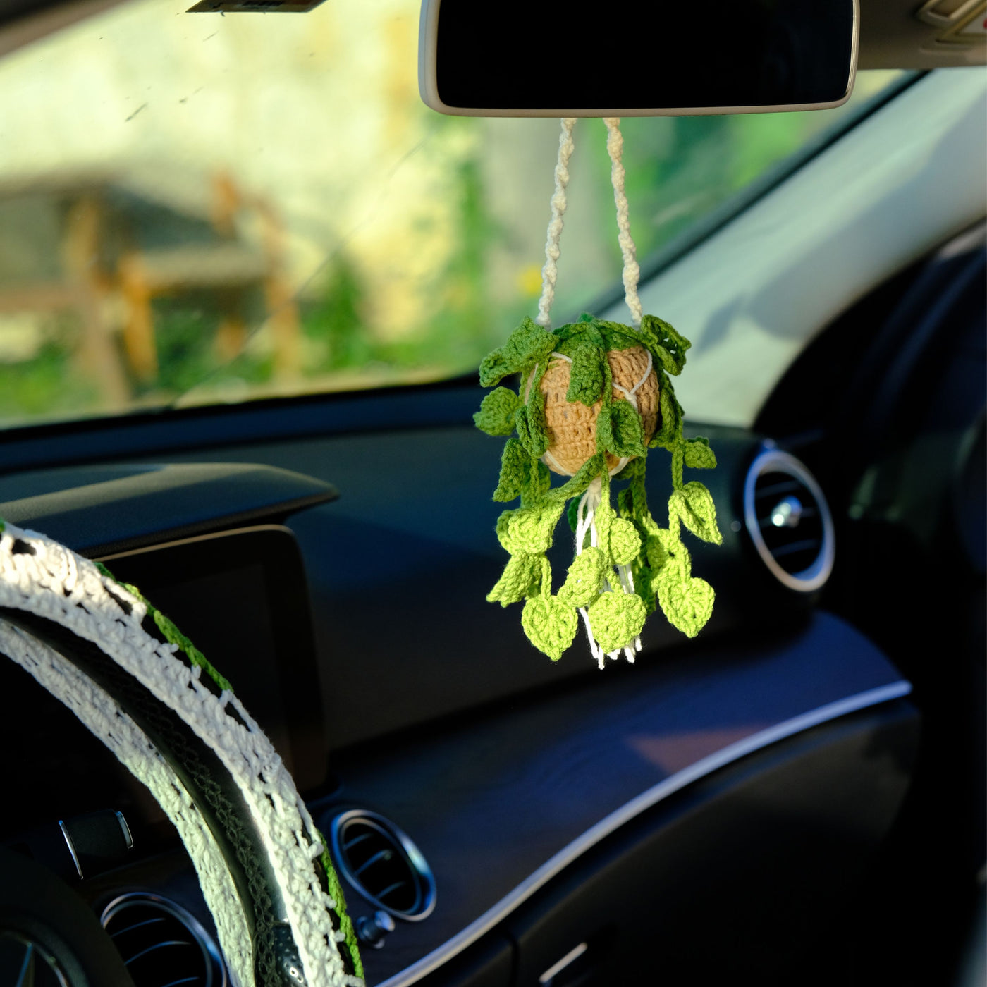 Monstera in the Pot Car Rear View Mirror Hanging Charm