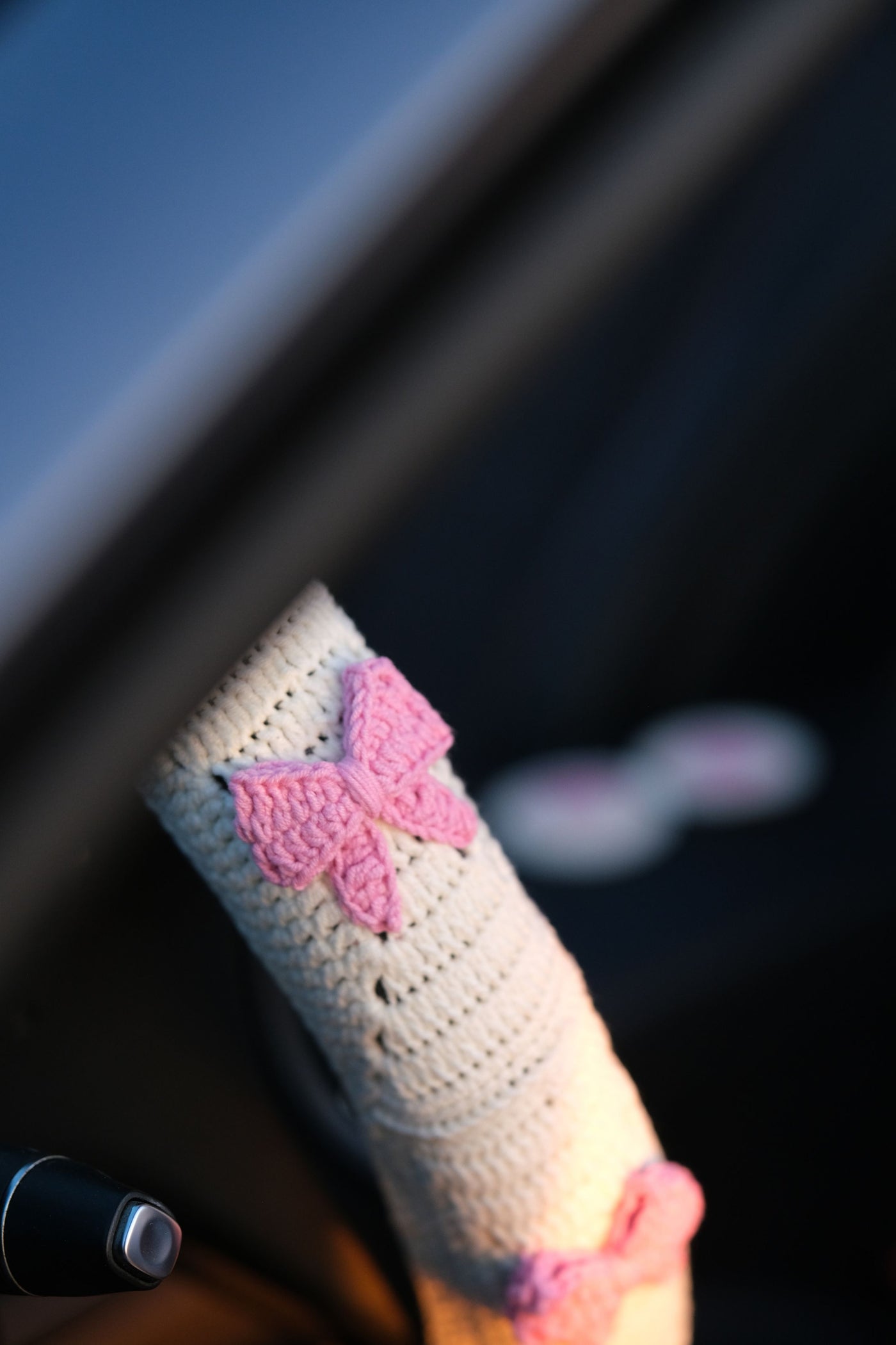 Bow Steering Wheel Cover Set with car coasters and seat belt covers