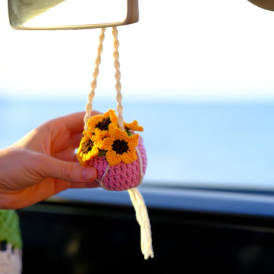 Sunflower in the Pot Car Rear View Mirror Hanging Charm
