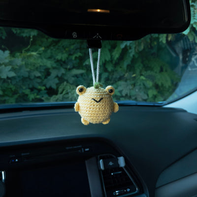 Yellow Lemon Frog Car Rear View Mirror Hanging Charm